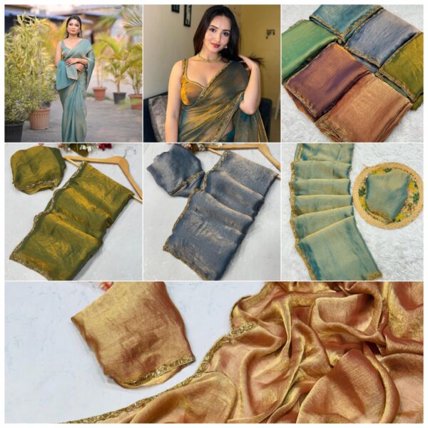Simiri Shine Golden Saree - Image 4