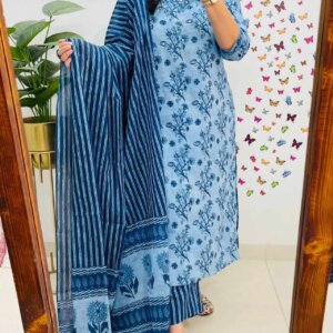 Cotton Kurta Set with Printed Dupatta