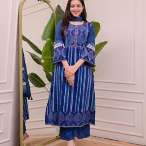 Ethnic Heavy Cotton Kurti Set with Dupatta