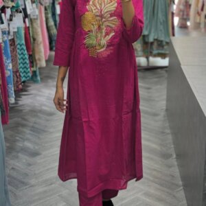 Elegant Summer Cotton Embroidered Kurti Set
