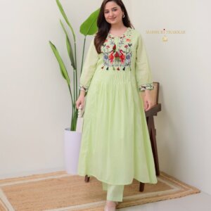 Elegant Heavy Cotton Embroidered Kurti Set