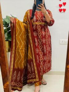 Premium Pure Fine Cotton Kurti Pant Set with Sequence Work & Cotton Dupatta